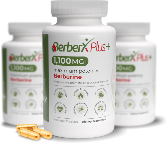 BerberX bottles supporting insulin sensitivity and cholesterol.