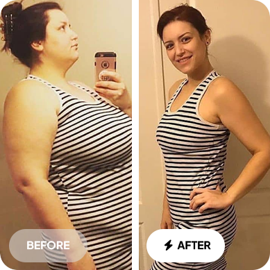 Side-by-side weight loss journey of a confident BerberX customer.